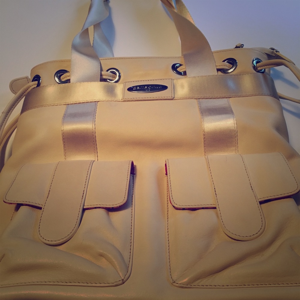Samsonite Soft Cream Colored Leather Laptop bag